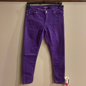 NWT CACHE vintage purple skinny stretch ankle jeans mid rise size 4